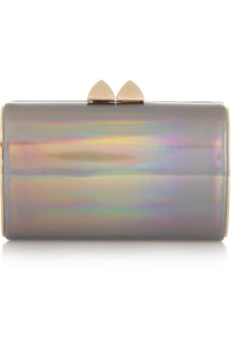 JIMMY CHOO Charm holographic patent-leather clutch €750