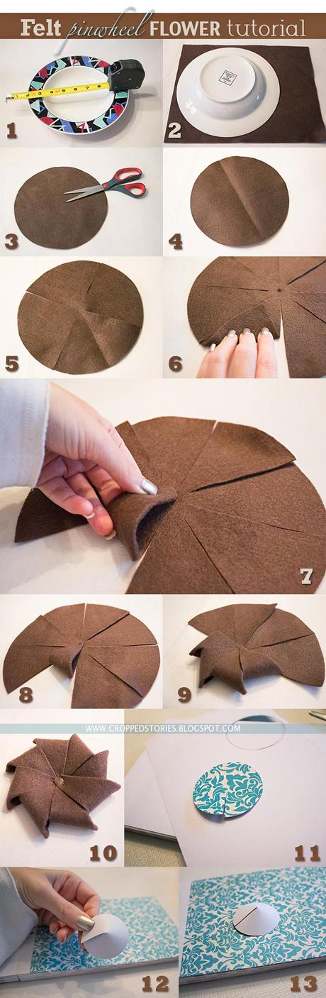 Felt Pinwheel Flower Tutorial via Cropped Stories