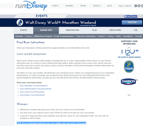 Walt Disney World Marathon Weekend 2014 Waivers and Corral Assignments