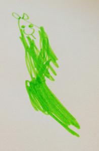 Green cat drawn by Lillian