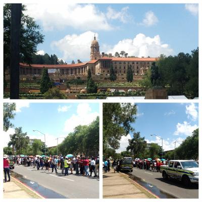 Source: Pretoria - Union building, people gather to view Mandela's body lying in State.