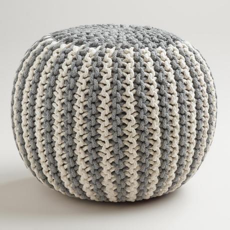 Two-Tone Knitted Pouf