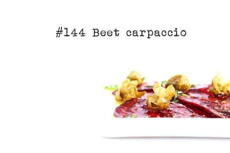 Beet carpaccio with deep fried capers & arugula #144