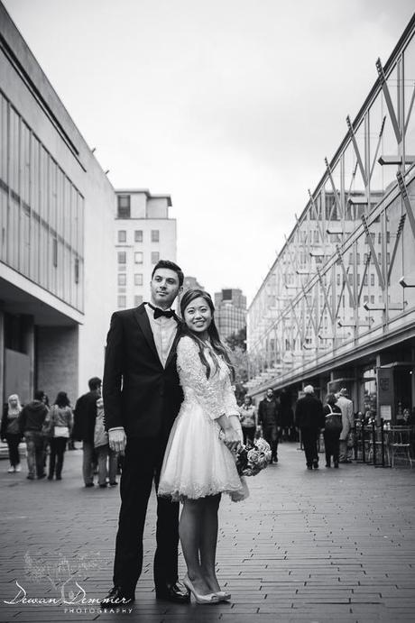 Bride and Groom in a Classic Black and White