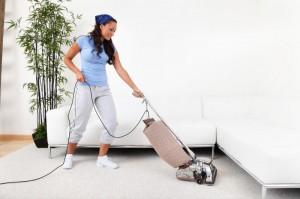 cleaning company vacuuming to clean the house before selling
