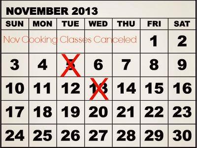 * Nov/Dec Cooking Class