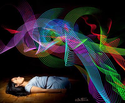 Ben Heine Led Lights Abstract Photograph with Model (Zhuzhu)