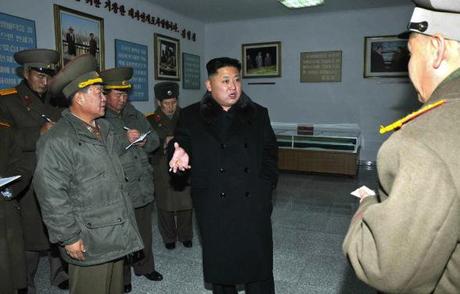 Kim Jong Un visits an historical exhibition as the KPA Design Institute (Photo: Rodong Sinmun).