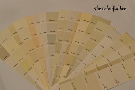 fan deck of Benjamin Moore whites and off whites