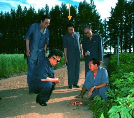 Jang Song Taek attends Kim Jong Il's visit to a farm in the 1990s (Photo: KCNA/NK Leadership Watch file photo).