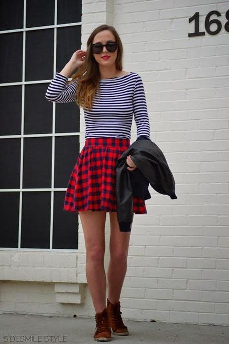 Checked Skirt + Striped Shirt - Paperblog