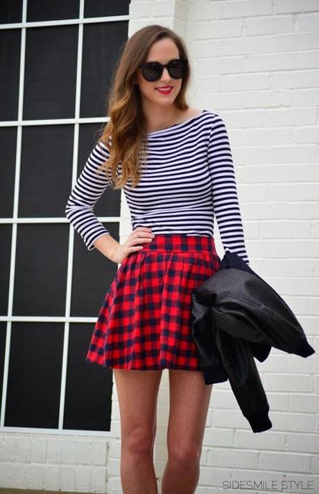 Checked Skirt + Striped Shirt - Paperblog