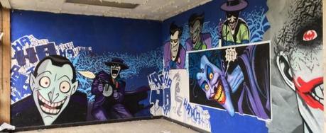 Amazing Batman graffiti inside abandoned nursing school