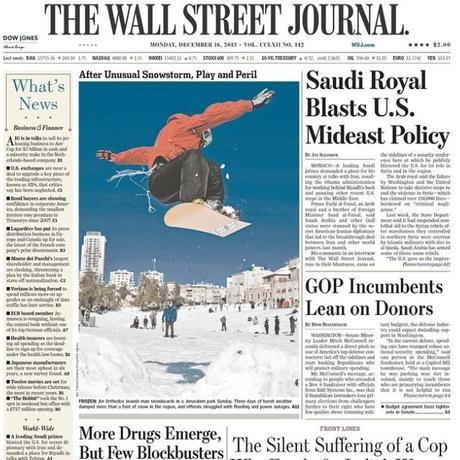 Jerusalem Snow Siege makes front page of the Wall Street Journal