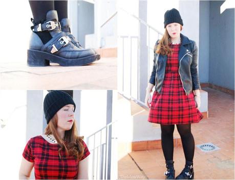 Outfit: Biker girl in tartan - TheMowWay.com