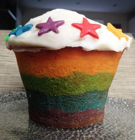 all in one rainbow giant cupcake recipe and method one cake simple design gel colours