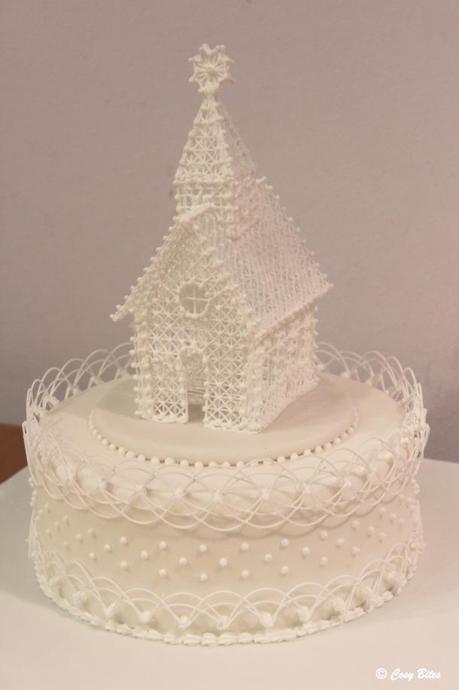 Cake With Royal Icing Church And Oriental String Work