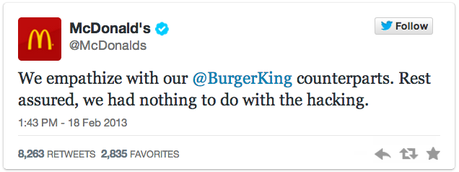 McDonald's Tweet Sympathizing with BK