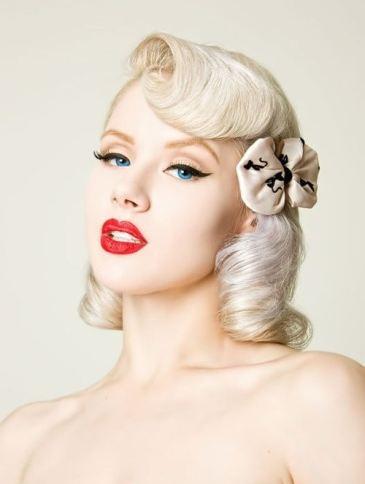 White blond with bow