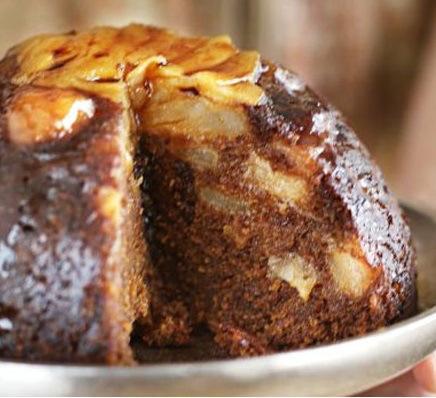 Sticky ginger pear pudding