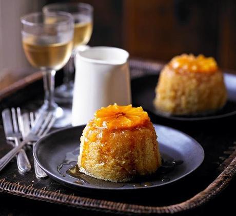 Clementine puddings with rosemary cream