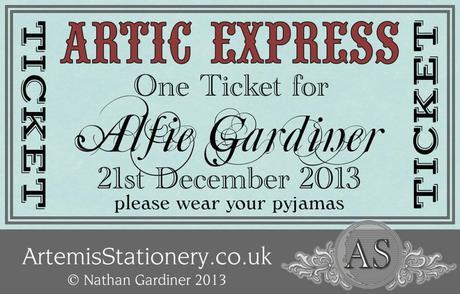 Vintage style Christmas train ride ticket