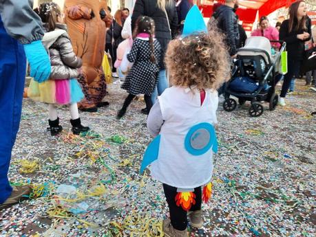 Our daughter wearing the rocket costume, back view