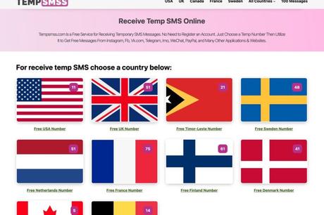 TempSMSS: Free temporary mobile phone number to receive text messages, support ten countries without registration