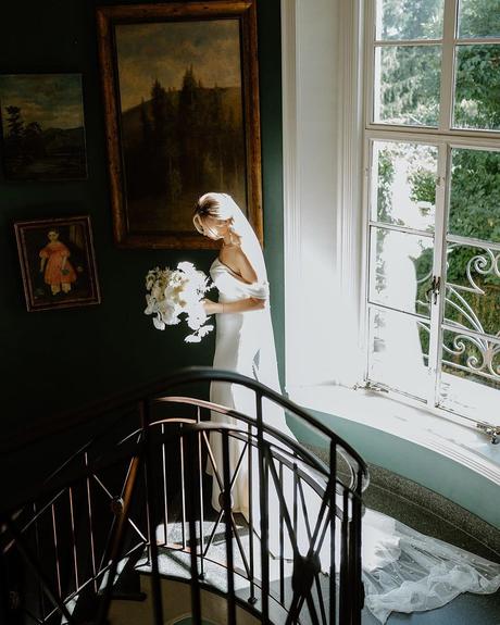 best wedding venues in michigan bride on the stairs