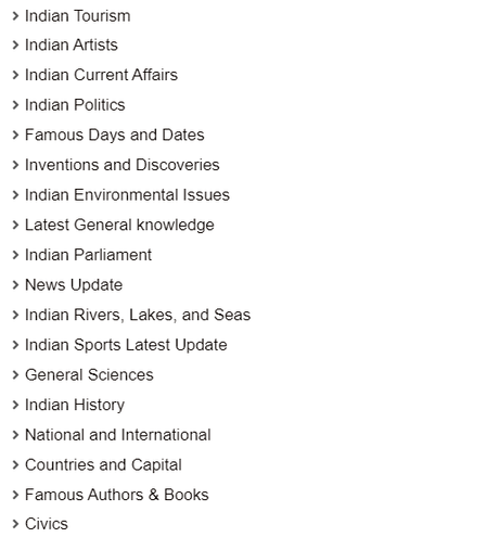 General Awareness Syllabus: