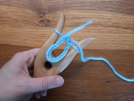 Lucet tips: how to make a loop Making a loop with the lucet, step 4: finish your braid, while hiding the tail inside the new stitches
