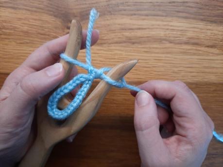 Lucet tips: how to make a loop Making a loop with the lucet, step 4: finish your braid, while hiding the tail inside the new stitches