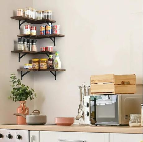 Enhance any dull corners in your home with rustic floating shelves!