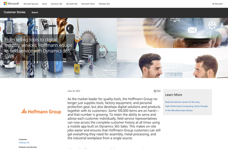 Hoffmann Equips its Field Service with Dynamics 365 Sales