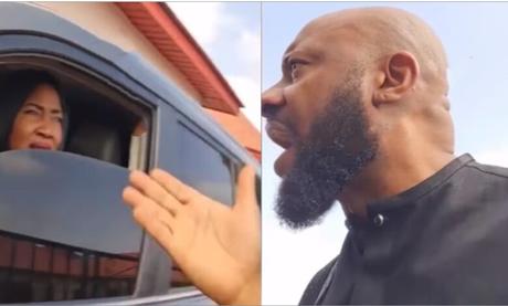 Heated Argument As Yul Edochie Stops Judy Austin From Driving His Car Out (Video)