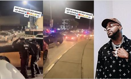 Moment Davido Pulls Up With Convoy and Saves Youths Being Harassed by Policemen (Video)