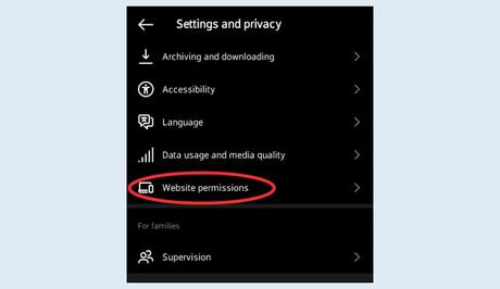 Tap on Website permissions.