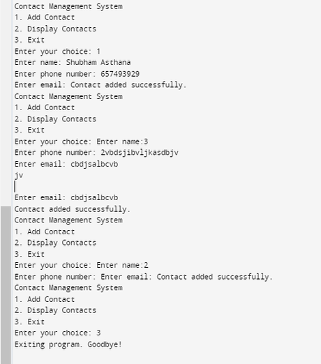 Contact Management System Project