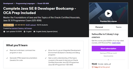 Complete Java SE 8 Developer Bootcamp - OCA Prep Included