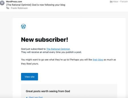 God is Now Following My Blog