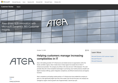 Atea Drives B2B Innovation with Microsoft Dynamics 365 Customer Insights