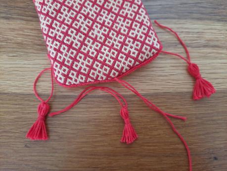 Making a German brick stitch embroidered purse: adding decorative tassels