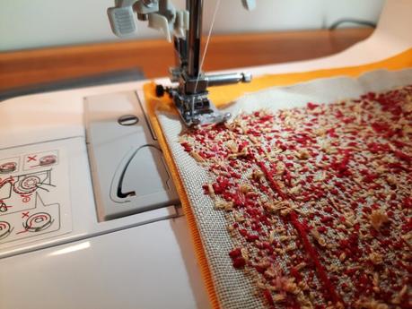 Making a German brick stitch embroidered purse: indulging in machine sewing to construct the purse