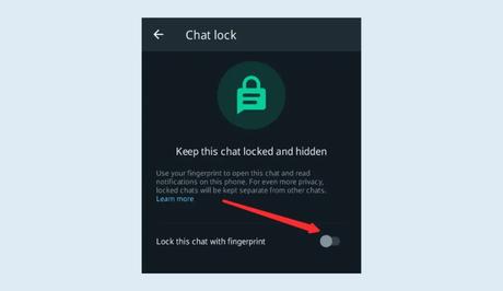 Enable the Lock this chat with fingerprint option