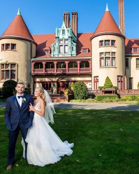 best wedding venues on long island brides standing at castle