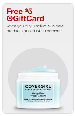 Free $5 Target gift card when you buy 3 select skin care products