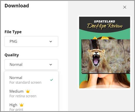 Multiple file types and quality options available