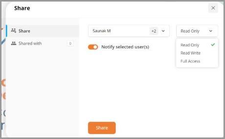 Share documents with custom permissions for each user