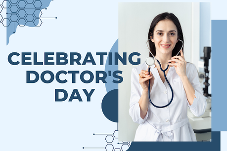 Doctor's Day celebration with doctors in white coats