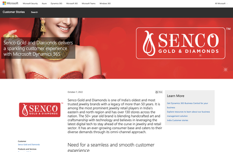 Senco Gold and Diamonds Delivers a Sparkling Customer Experience with Microsoft Dynamics 365